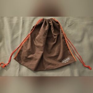 NEW Large XL Coach Brown Red Drawstring Dust Bag Cover Pouch Handbag Purse Tote